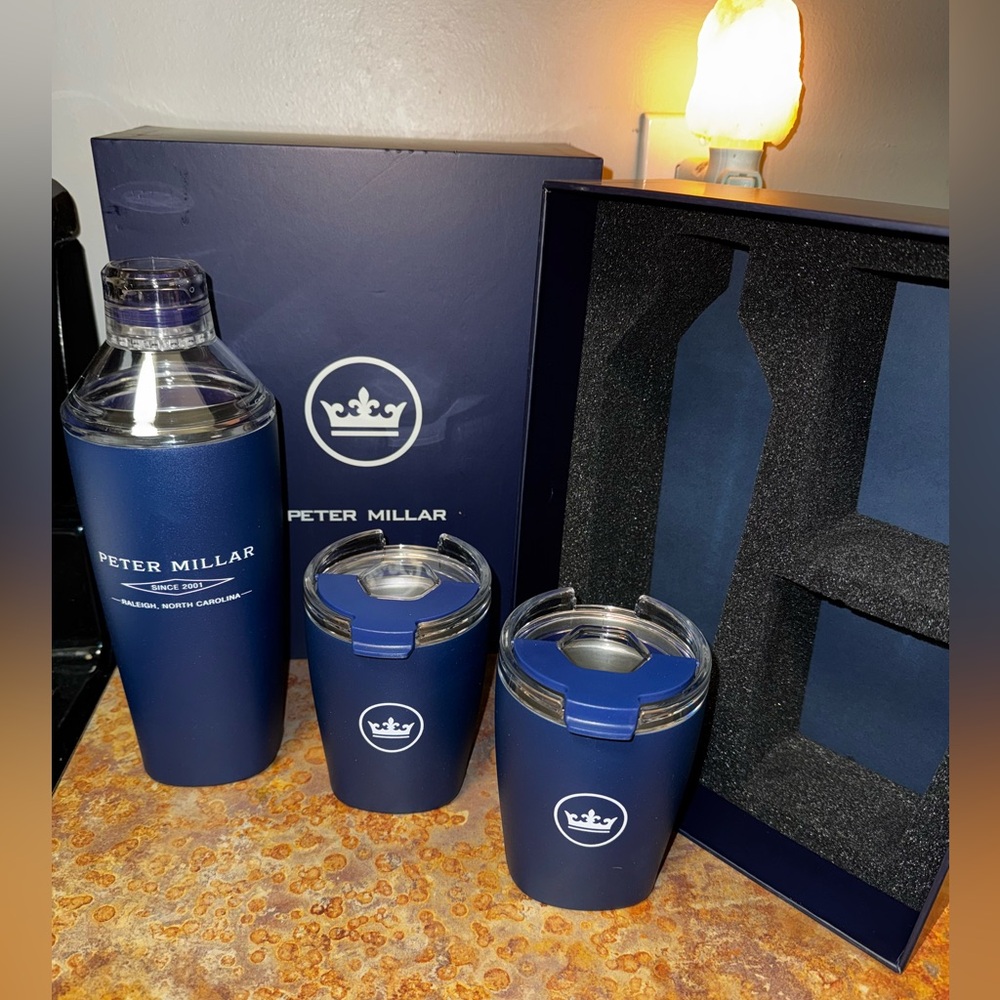 NEW Peter Millar Golf Luxury Insulated Cocktail Shaker & Tumbler Set Orig $110